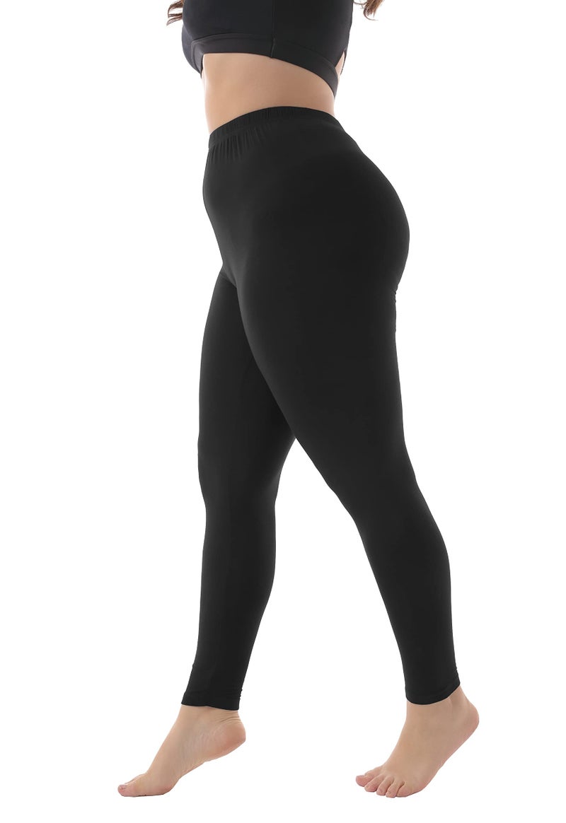 ZERDOCEAN Women's Plus Size Modal Lightweight Full Length Leggings Black 3X - Image 4